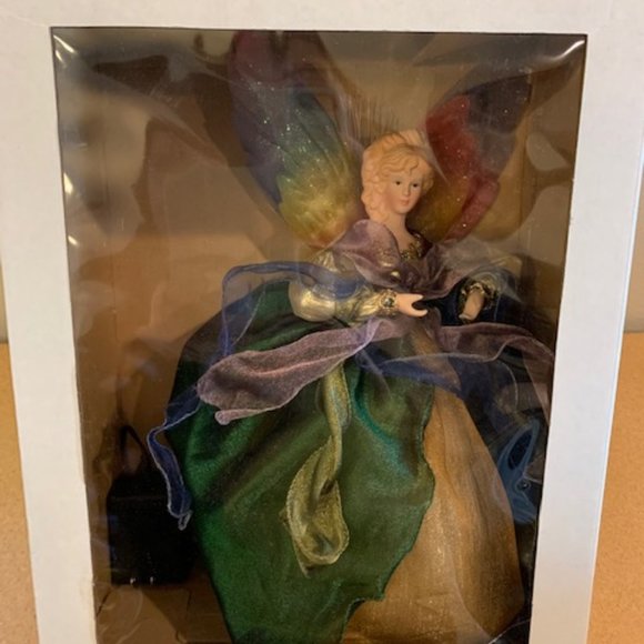 Vintage 2000 12" White Fibre Optic Angle Porcelain Tree Topper Original Box - Picture 1 of 10